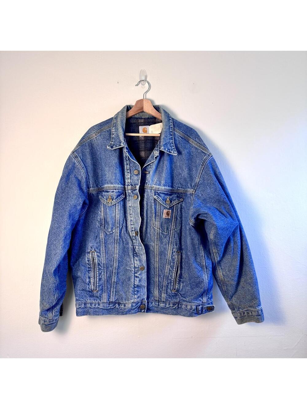 1998 Carhartt Trucker Denim Jacket Blanket Lining size XLT
